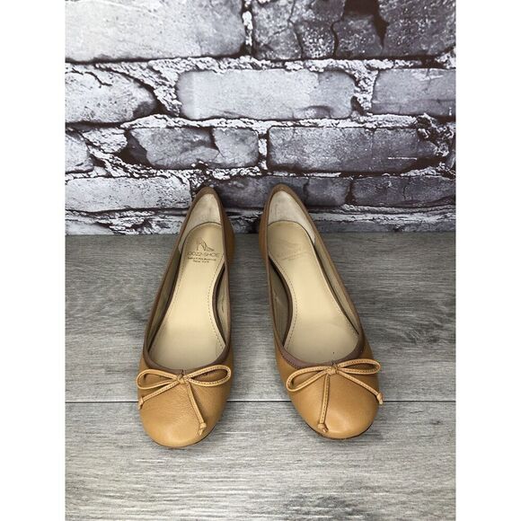 Saks Fifth Ave 10022-Shoe Tan Brown Leather Bow Ballet Flats Women 6.5M US/37EU - Picture 12 of 16